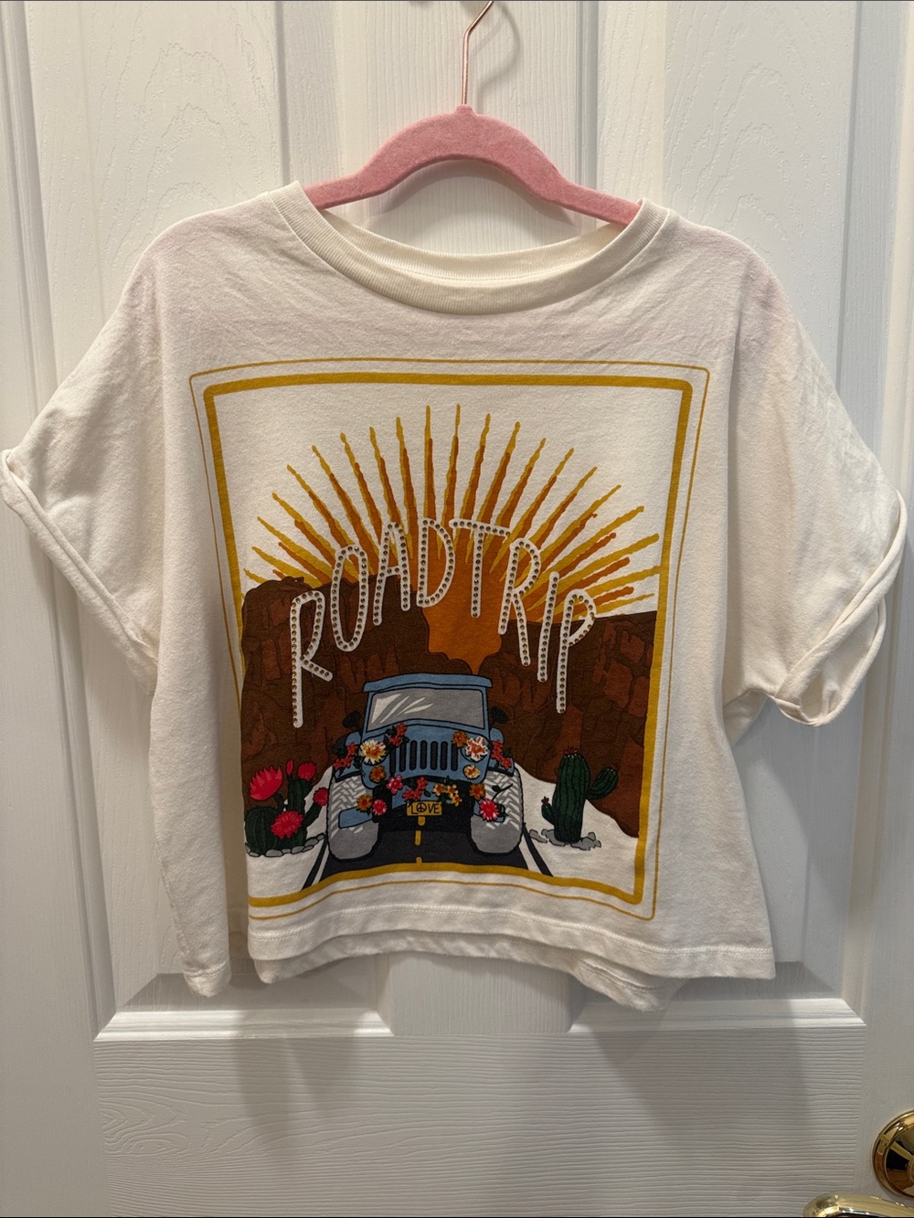 Roadtrip Graphic Short Sleeve Tee - White & Mustard